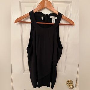 White House Black Market sleeveless black stretchy blouse with tied back size M